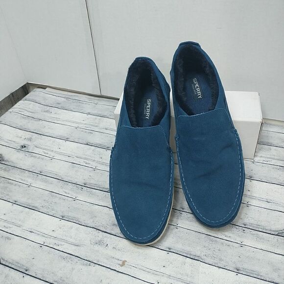 Sperry Men's Blue Sider Foux Fur Lined Slip On Sneaker Shoes Size US 12M EUR 46 - Picture 1 of 10